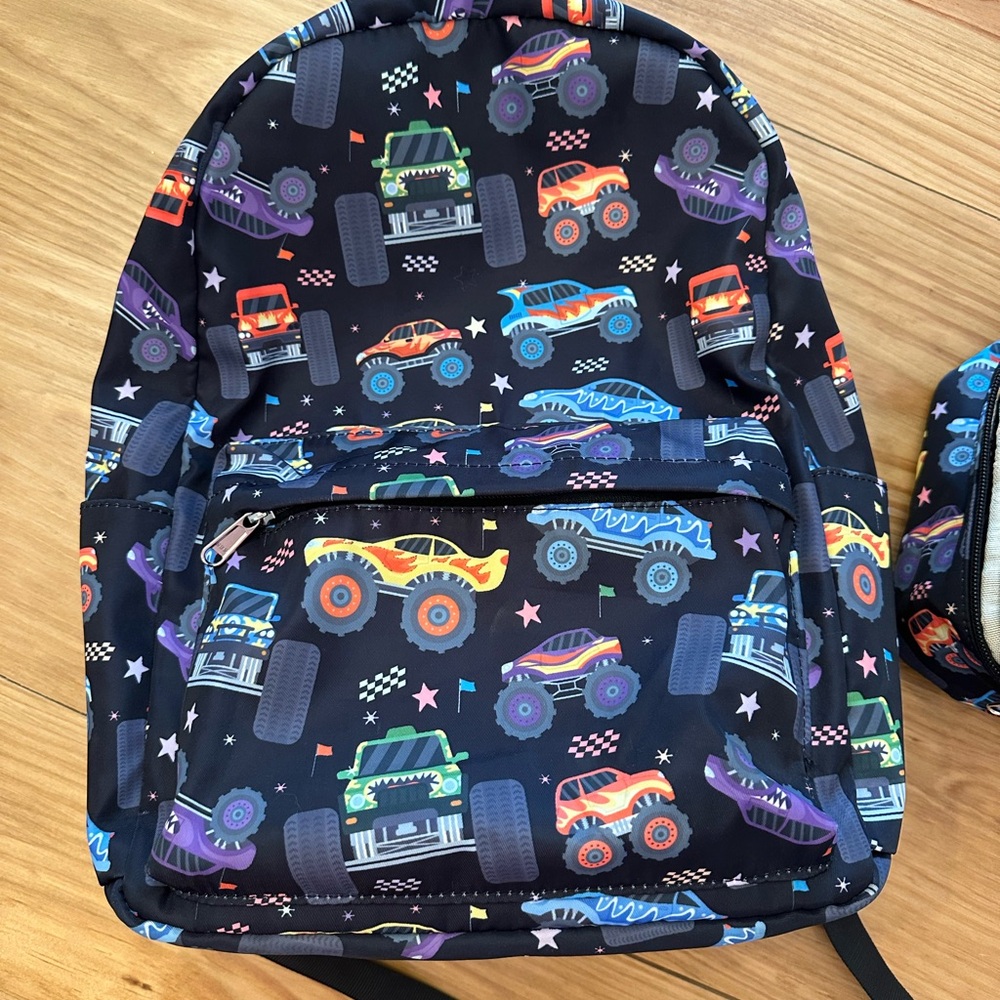 Monster Truck Kids Backpack and Lunchbox
